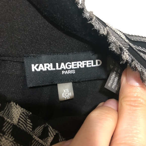 Karl Lagerfeld for Long tall sally black plaid blouse - Picture 8 of 8